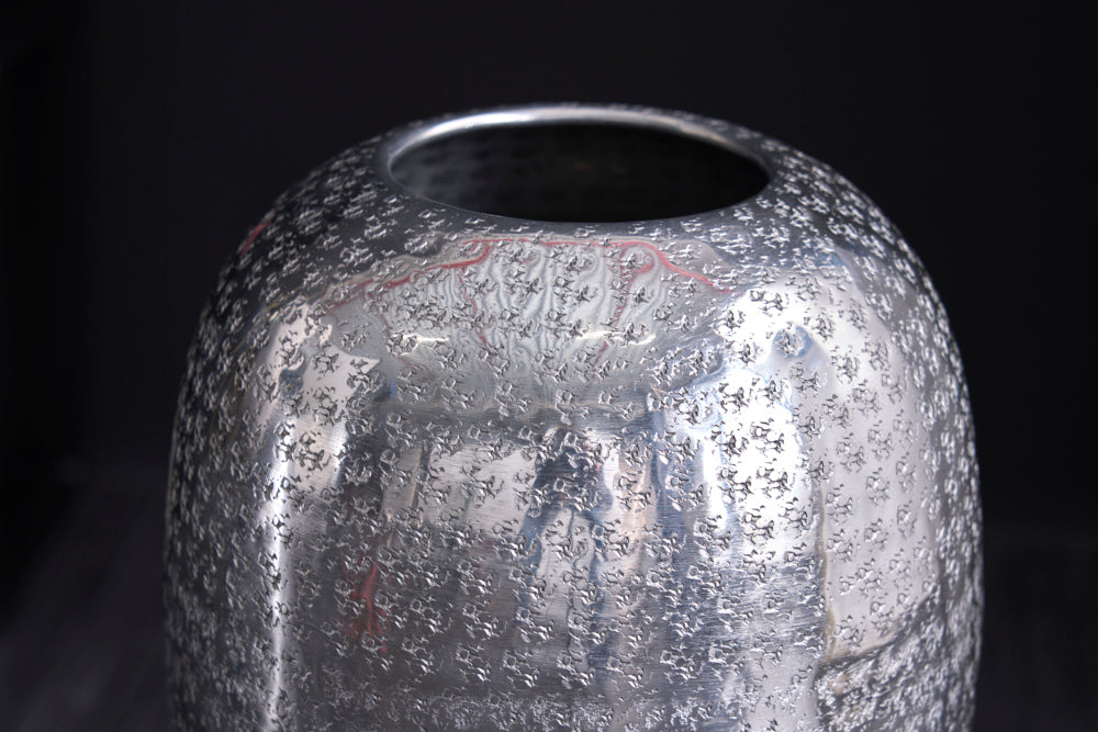 Vase ORIENTAL 50cm mit Hammerschlageffekt silber