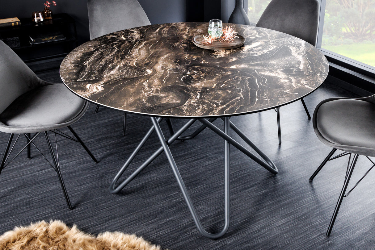 Dining table CIRCULAR Ø 120cm natural stone look ceramic