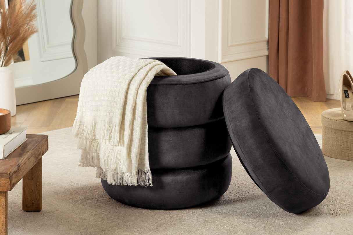 Hocker VOQUE 50cm Samt grau mit Stauraum