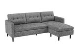 Ecksofa STOCKHOLM 220cm 3-Sitzer Federkern Strukturstoff grau