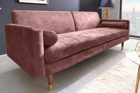 Sofa bed COUTURE 200cm micro velour dusky pink