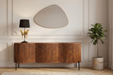 Sideboard GRANDEUR 180cm 3D Retro-Stil Mangoholz braun mit schwarzen Metallbeinen