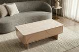 Coffee table SAVOY 120cm 3D natural w/ travertine marble ceramic top