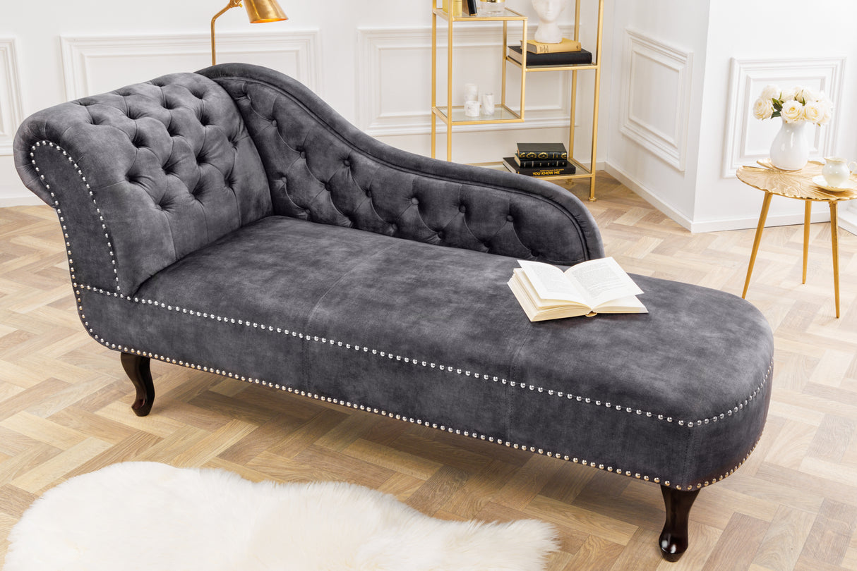 Recamiere CHESTERFIELD 170cm velvet grey