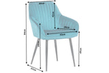 Chair TURIN with armrests velvet turquoise