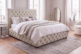 Bed PARIS CHESTERFIELD 180x200cm linen fabric beige