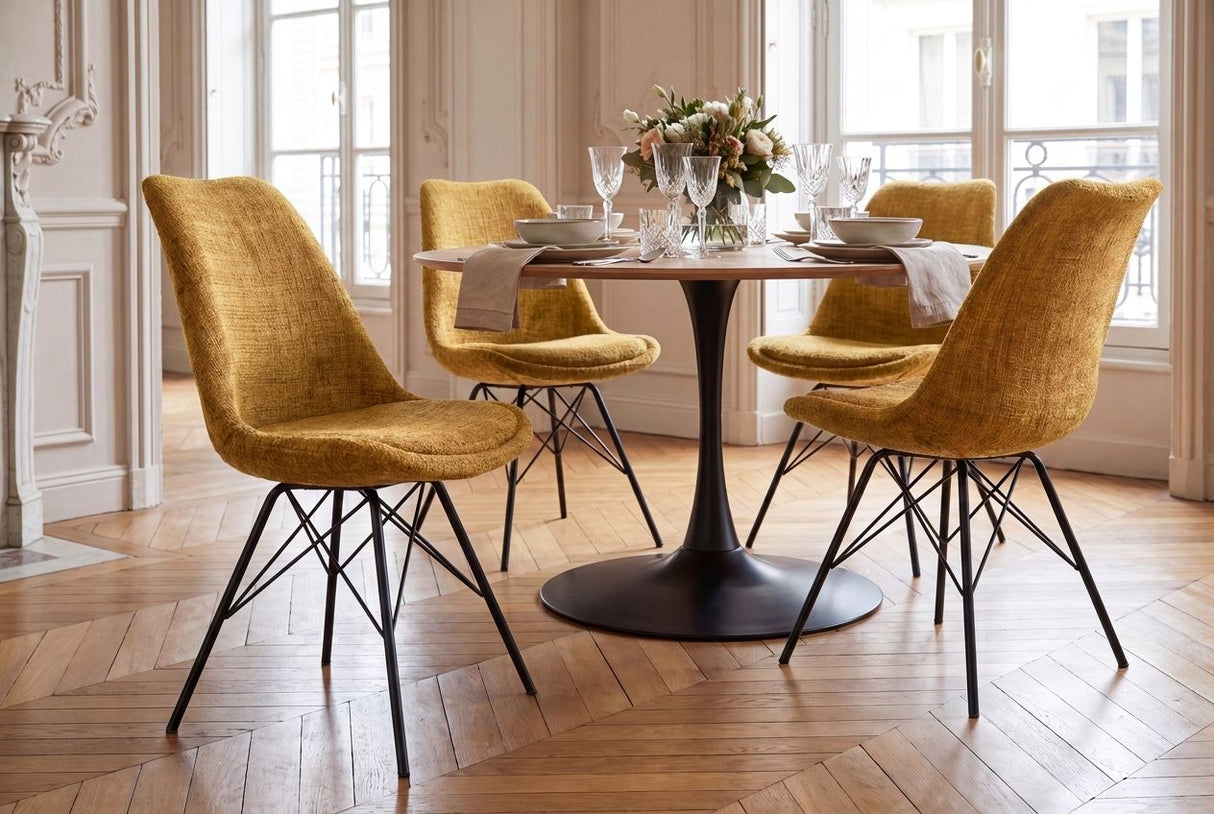 Chair SCANDINAVIA MEISTERSTÜCK  textured fabric mustard yellow