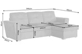 Schlafsofa APARTMENT 245cm 3-Sitzer mit Ottomane und Stauraum Strukturstoff grau