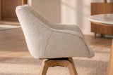 Sessel THE DUTCH COMFORT 180° Auto-Rückholfunktion m. Armlehnen Bouclé-Tweed weich beige natur
