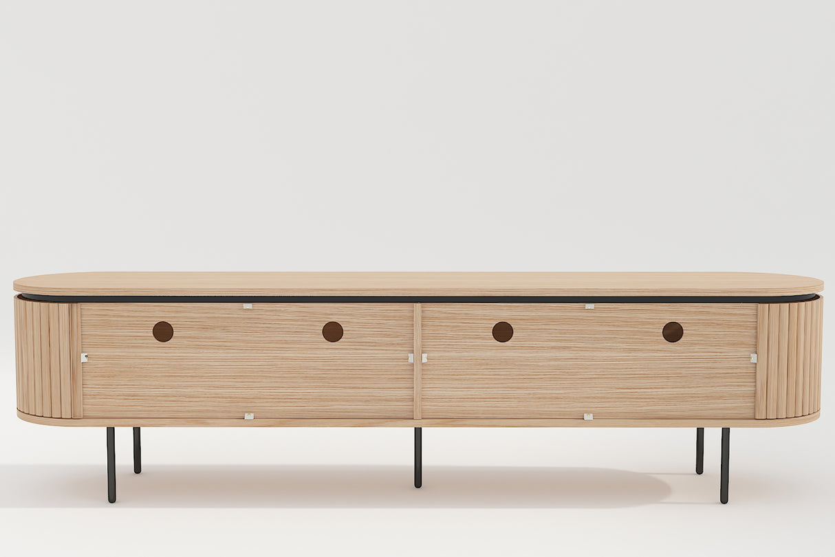 TV-Board ATELIER 200cm natural oak wood look w/ black legs