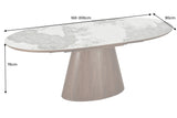 Dining table UNIQUE 160-200cm extendable walnut wood look ceramic top natural stone look