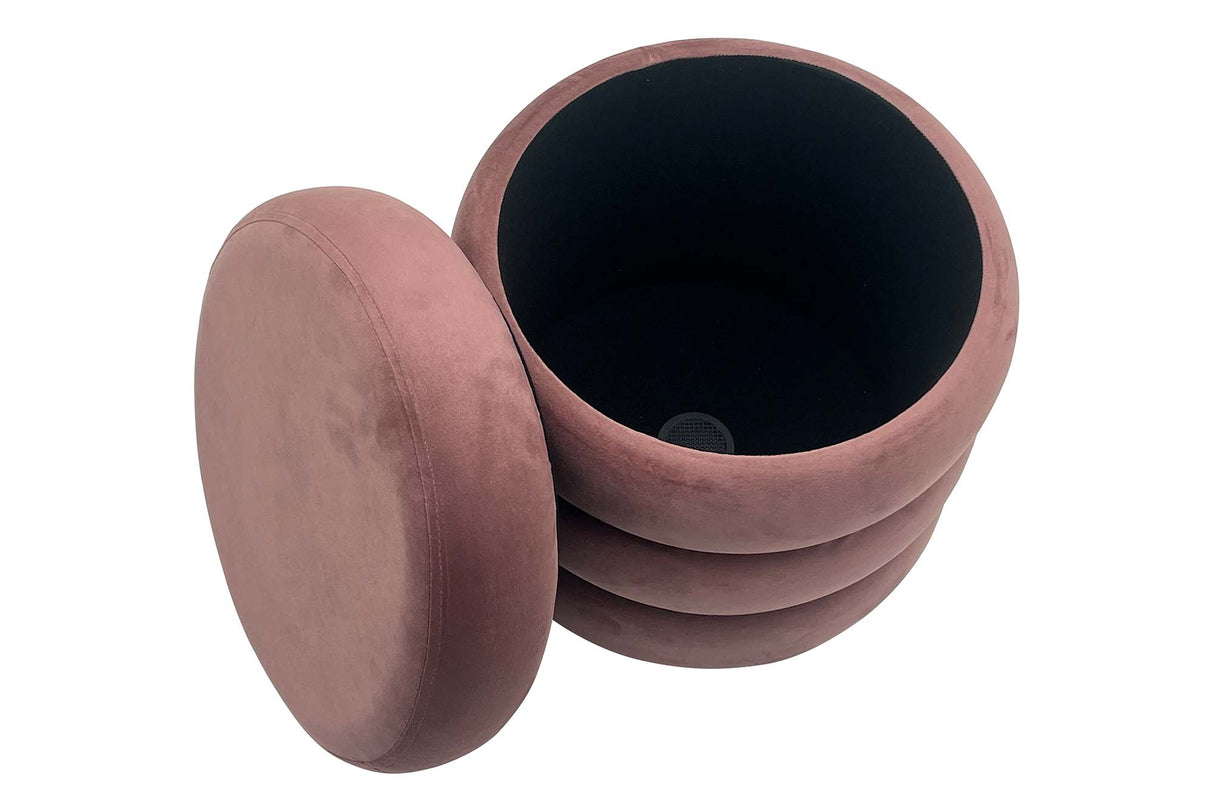 Upholstered stool VOGUE 40cm round w/ storage space velvet rosé