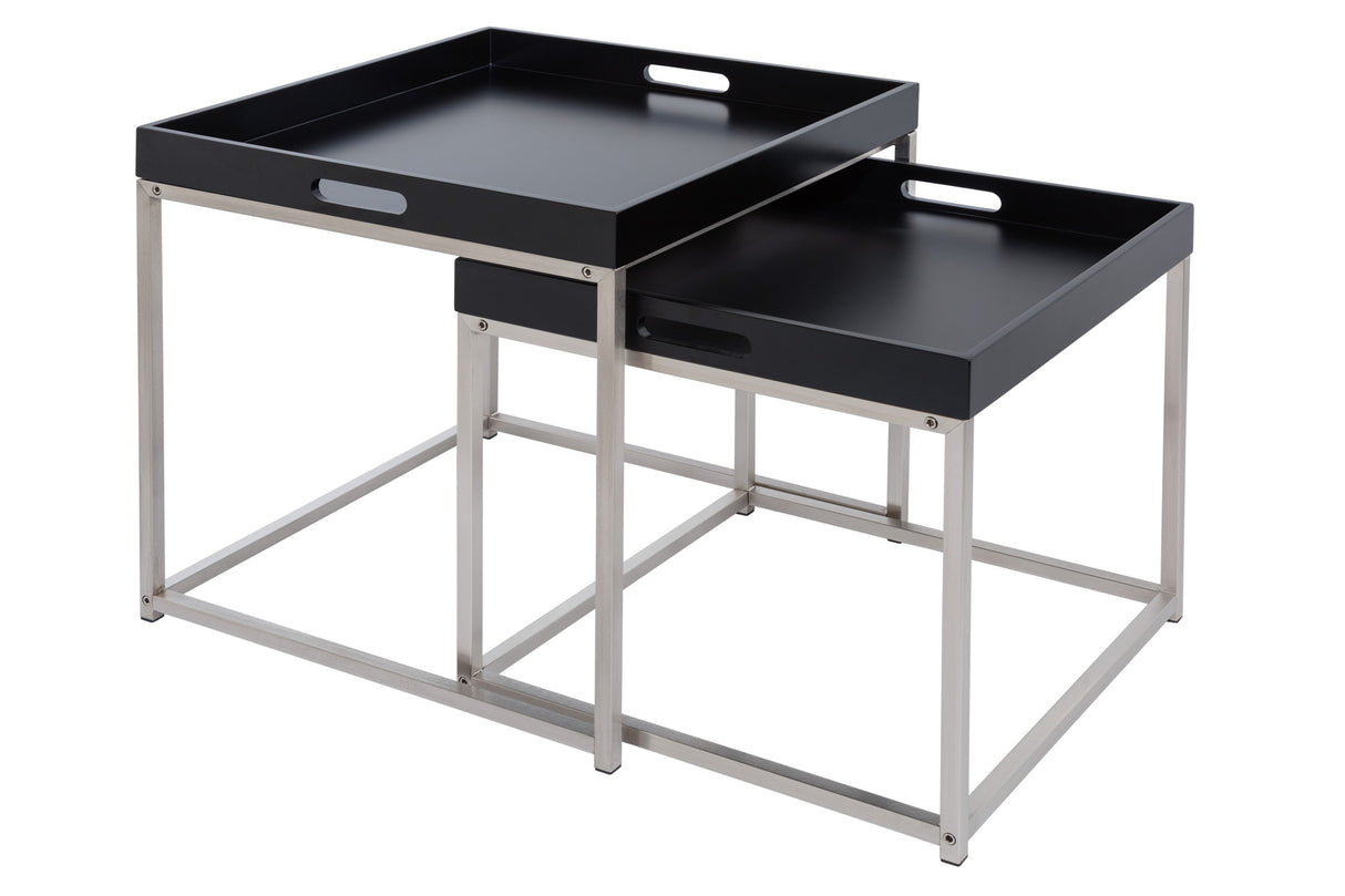 Side table ELEMENTS set of 2 with removable trays black