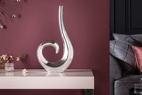 Vase WAVE L 47cm silber Aluminium