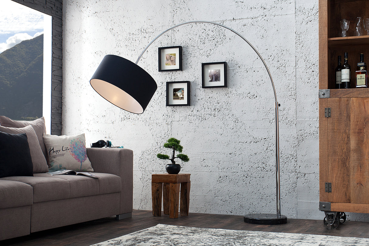 Floor lamp BIG BOW 170-180cm linen black w/ marble base