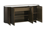 Sideboard REFLECTION 150cm 3D Effekt Bronze mit Keramik Marmorplatte weiß
