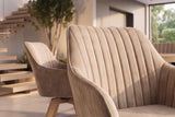 Swivel chair LIVORNO 180° auto-return w/armrests velvet champagne greige
