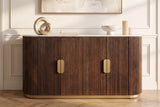 Sideboard GATSBY 140cm mango wood brown marble top white