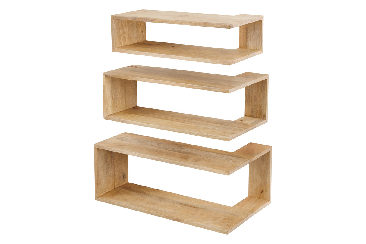 Corner shelf SURREAL 55/60/65cm set of 3 mango wood natural