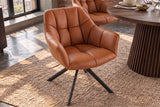 Swivel chair PAPILLON 180° rotatable w/ armrests leather cognac