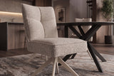 Swivel chair LUGANO 360° auto-return spring core chenille tweed taupe beige