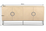 Sideboard GRANDEZZA 180cm in Eichenholzoptik mit schwarzem Metallrahmen