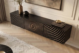 TV-Board ILLUSION 160cm 3D hängend Mangoholz schwarz gold