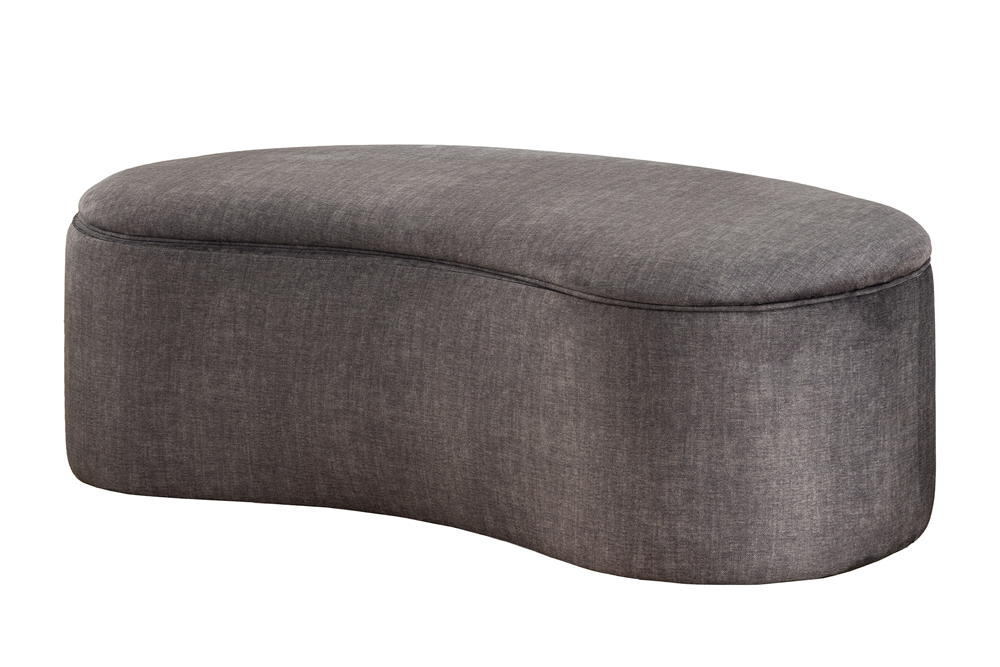 Bench chest ELEMENTAL 120cm upholstered w/ storage space velvet graphite grey