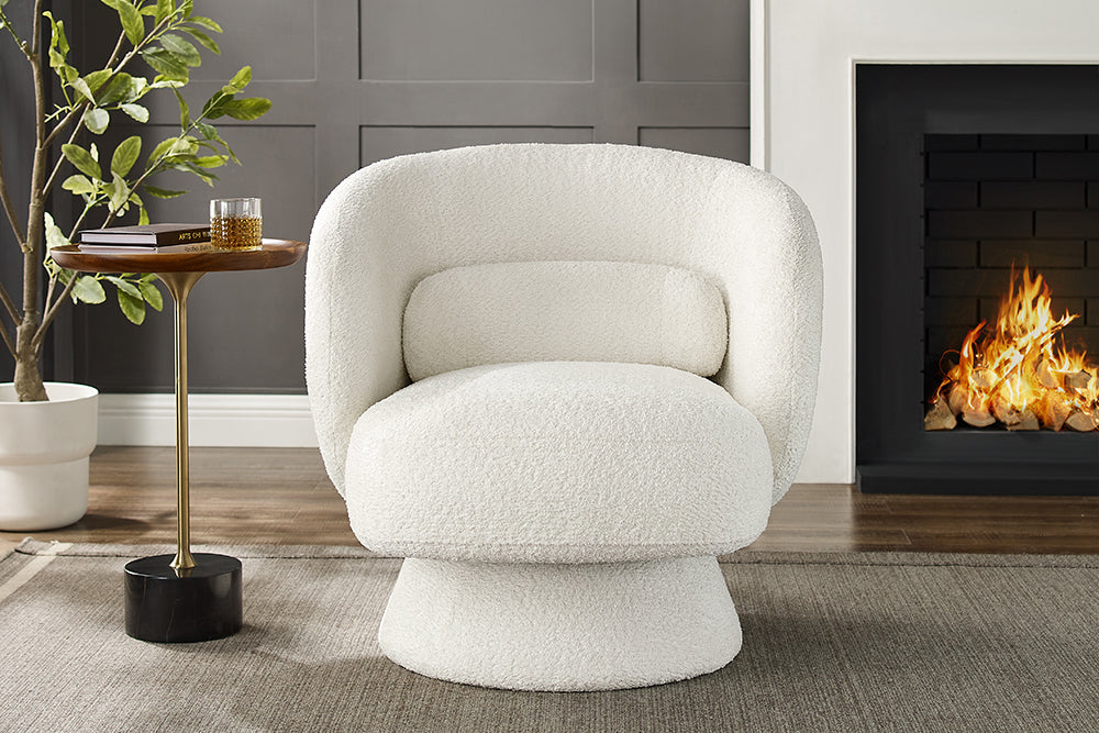 Sessel BOSSA NOVA drehbar Bouclé weiß