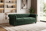 Sofa CHESTERFIELD 3-seater button tufted velvet emerald green w/ decorative stud trim