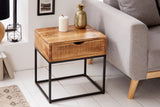 Bedside table IRON CRAFT 45cm with drawer mango wood natural