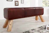 Bench BOCK 120cm genuine leather and mango wood brown