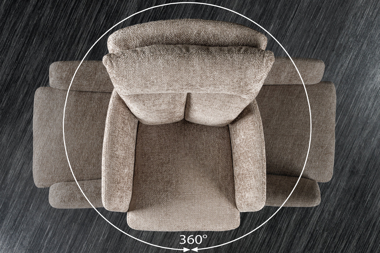 Swivel chair BIG GEORGE 360° with armrests textured fabric champagne greige