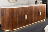 Sideboard GATSBY 180cm Mangoholz Marmorplatte weiß