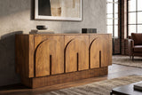 Sideboard ARCADIA 160cm arched front fluted pedestal base mango wood brown