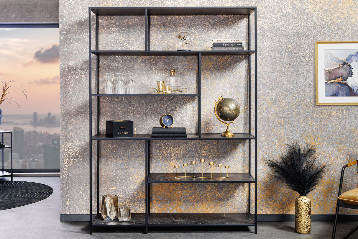 Shelf SLIM LINE 185x135cm marble look black