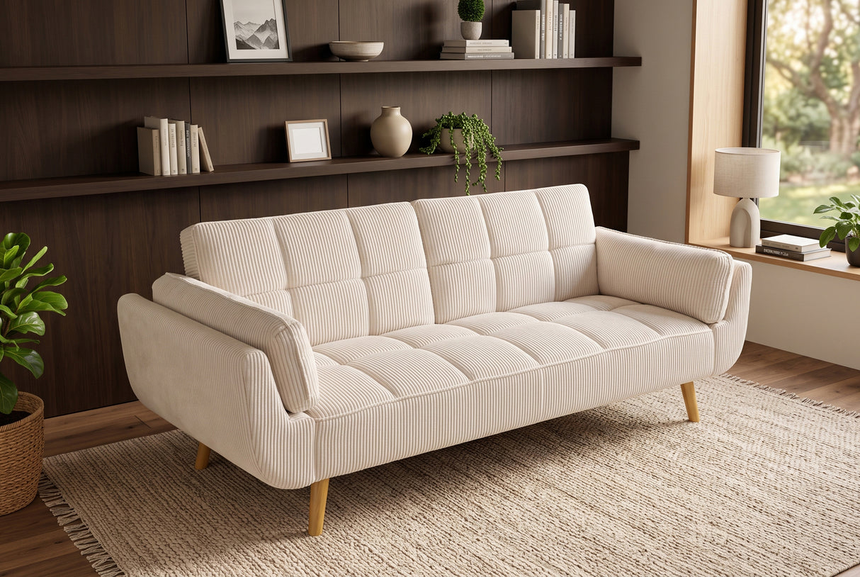 Sofa bed BOUTIQUE 215cm 3-seater cord beige