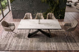 Dining table INFINITY 180-220-260cm extendable ceramic marble look white