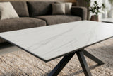 Coffee table GALAXIE 100cm w/ star frame ceramic white