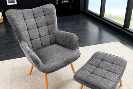 Armchair SCANDINAVIA with armrests textured fabric grey