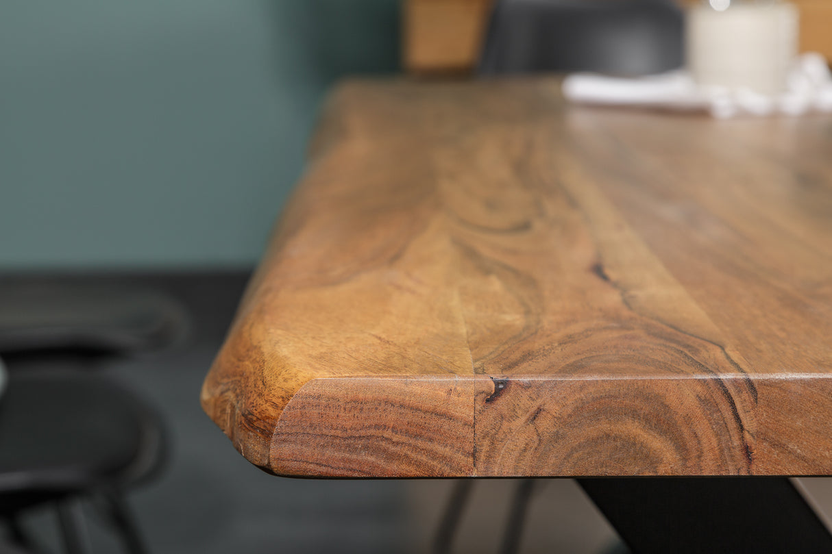 Dining table MAMMUT 160cm X-legs 35mm massive acacia wood