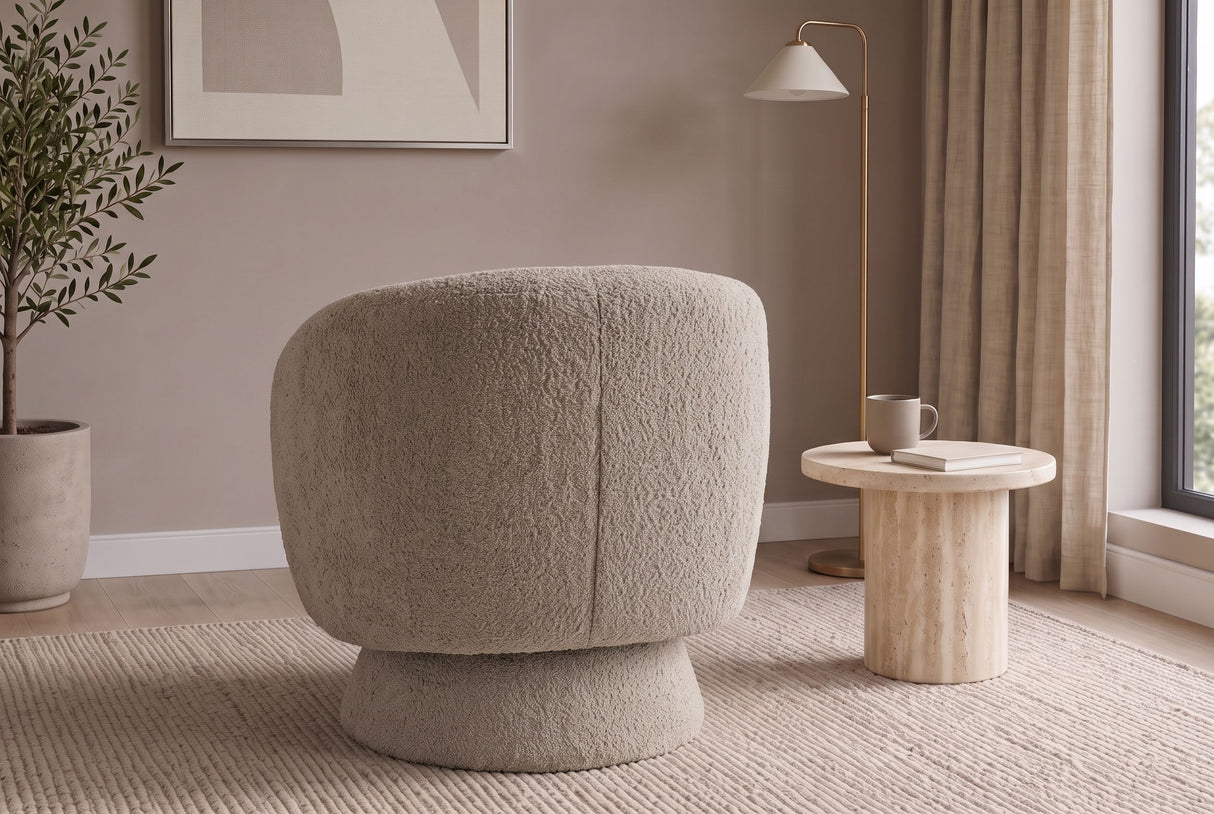 Armchair BOSSA NOVA 360° rotatable bouclé taupe