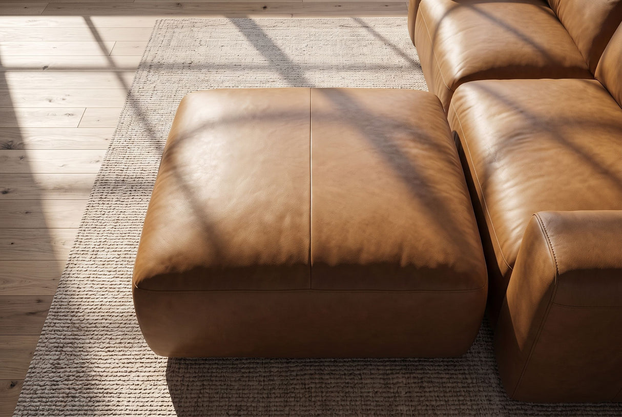 Hocker BIG GEORGE 95cm Leder Cognac