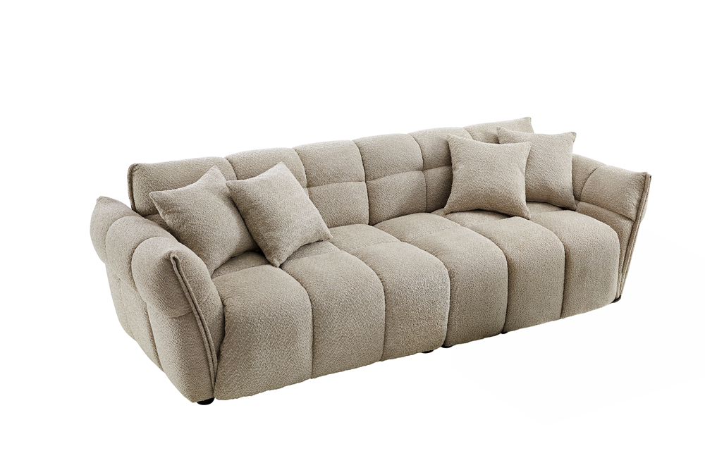 Sofa CLOUD 260cm 3-Sitzer XXL Bouclé Champagner Greige
