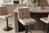 Barhocker MODENA 92-116cm 360° drehbar Samt Champagner-Beige m/ schwarzem Metallgestell