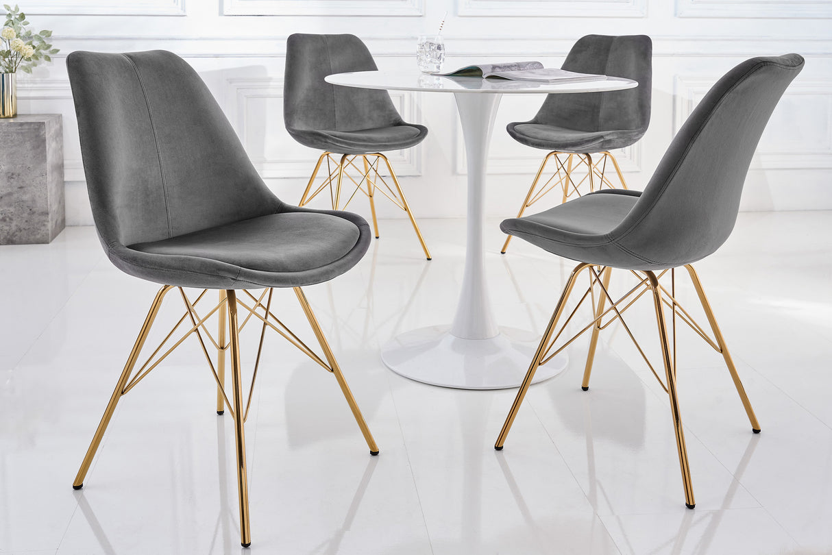 Chair SCANDINAVIA MASTERPIECE velvet dark grey with golden legs