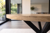 Dining table INFINITY HOME 120cm round w/ star frame mango wood creamy natural