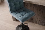 Bar stool MODENA 92-116cm 360° rotatable velvet petrol w/ black metal frame