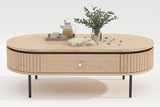 Coffee table ATELIER 120cm natural oak wood look w/ black legs