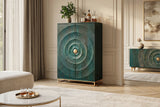 Barschrank GOLDEN SUNSET 140cm 3D Mangoholz türkis